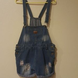 🔴 Denim jumpsuit shorts